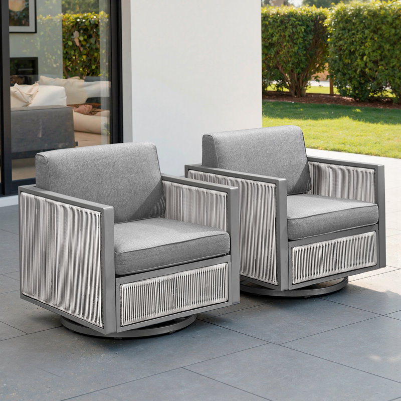Fauteuil oscillant d'extérieur Trinie, Gris clair