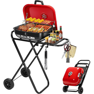 Barbecue portatif au charbon avec couvercle