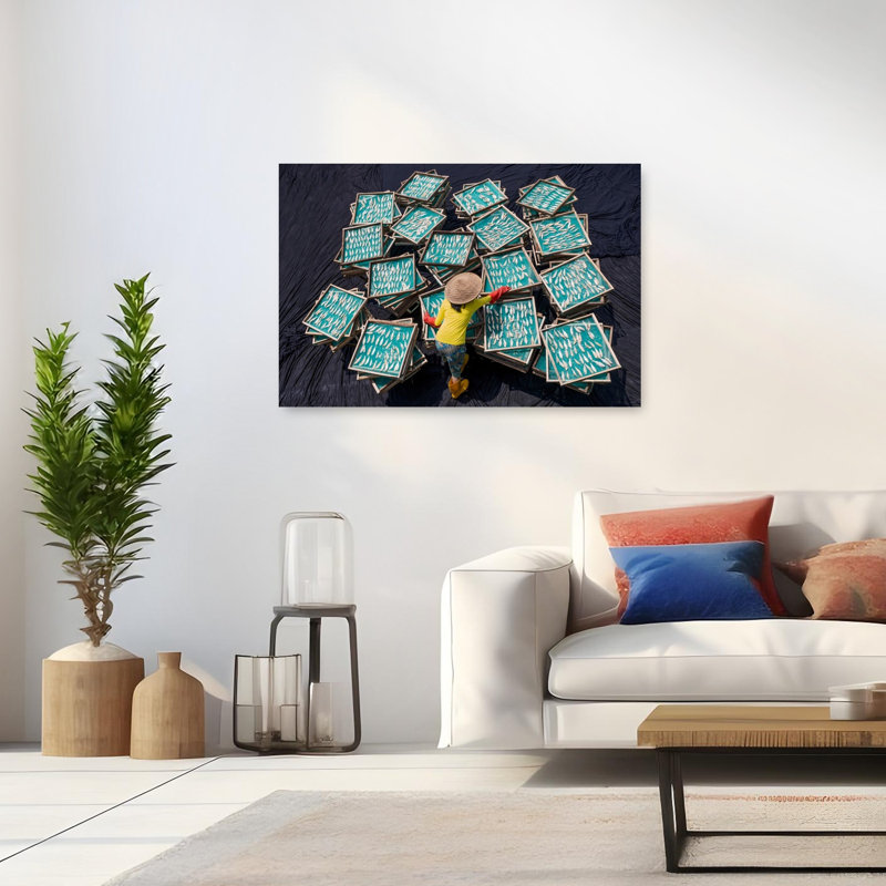 Art traditionnel de fruits de mer, 32" H x 48" W