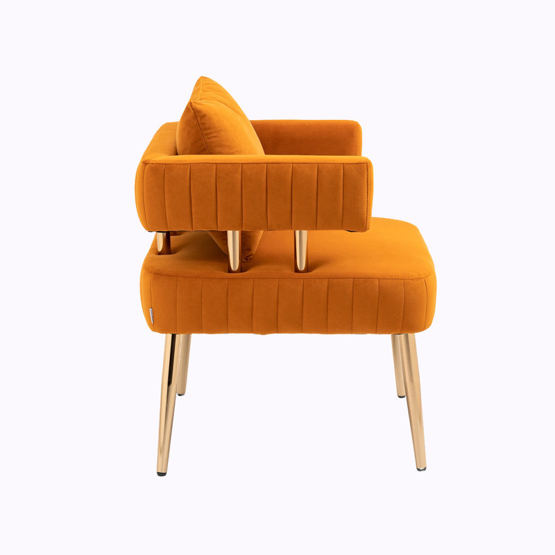 Izayah Upholstered Accent Chair, Orange Velvet