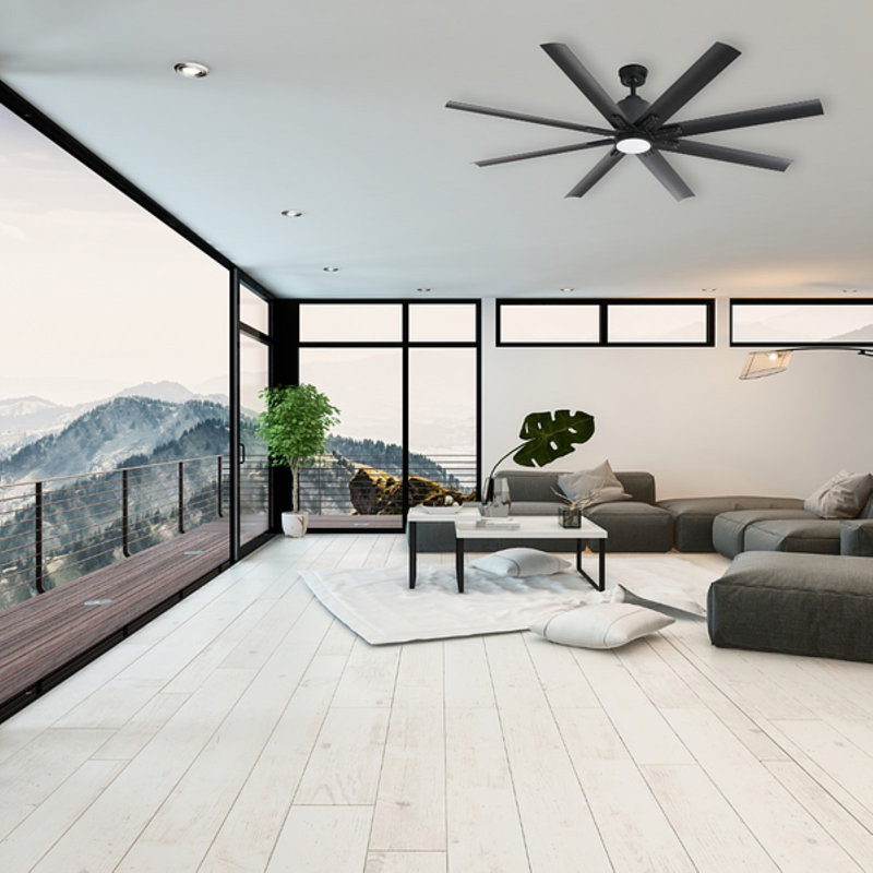 Octane 68 inch Indoor/Outdoor Matte Black Ceiling Fan with LED light and Remote Control