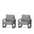 Set Of 2 26.6" All-Weather Aluminum Patio Armchairs With Thick Gray Cushions-1016606981