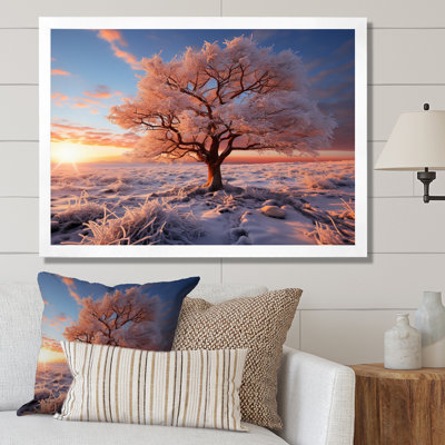 «Pink Tree Winters Sunrise Glow», impression d'art mural de paysages