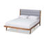 Lit plateforme grand en tissu Bristol gris et tissu d'ameublement au fini brun noyer Bristol (grand)-1274883626-1274883625