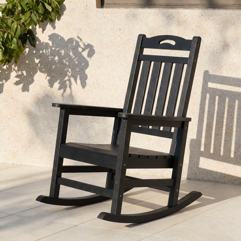 Chaise Adirondack berçante en PEHD pour l'extérieur, Noir, noir, noir, noir