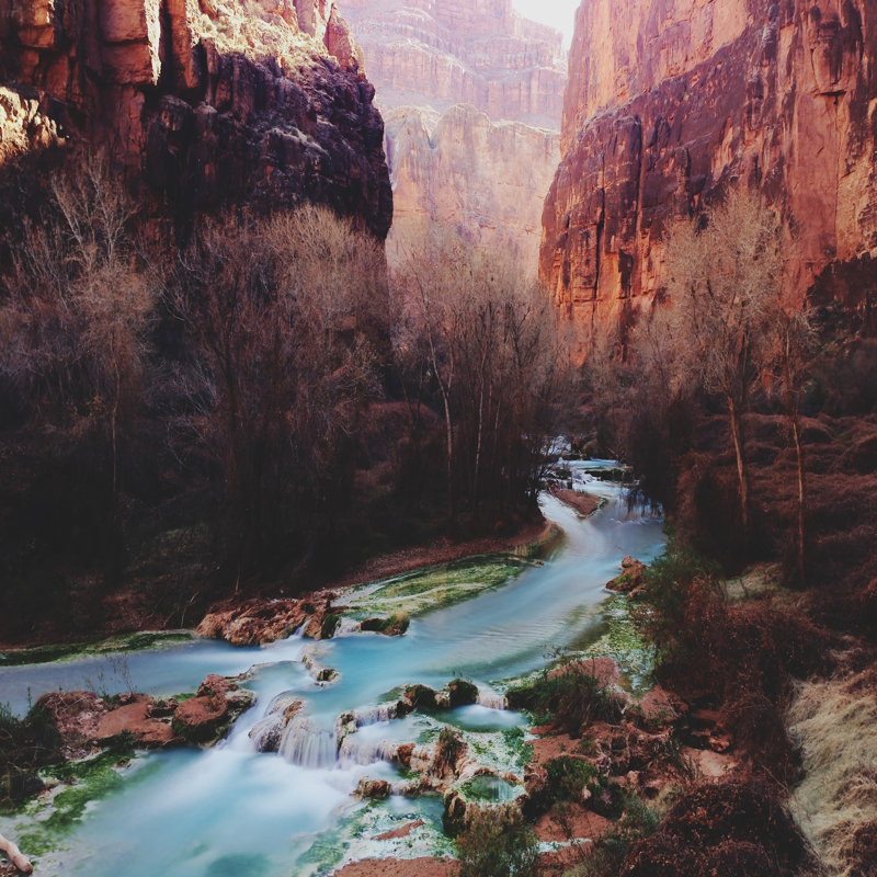 Havasu Canyon Creek, H 36 po x l 36 po, Non, Cadre simple noir