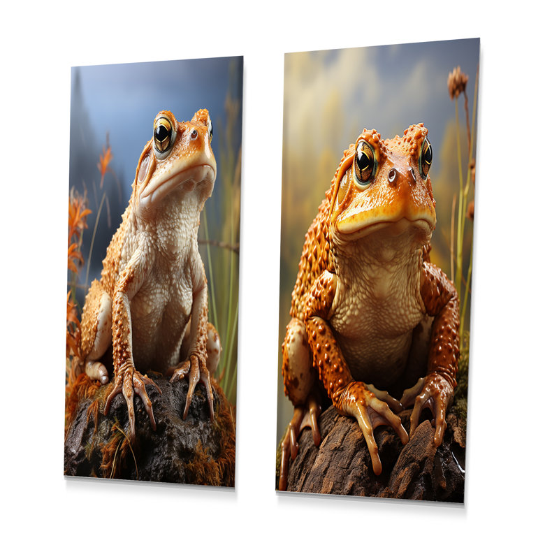 «Classic Frog Portrait - Frogs & Toads», ensemble de 2 reproductions d'art en métal, H 32 po x l 32 po