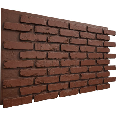 EverStone Aged Brick Faux Brick Panel, 46 7/8"W x 27"H x 1 1/4"D, Red Clay Color