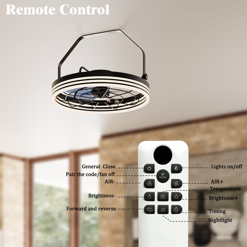 Ventilateur de plafond mural 20 "avec lumière DEL, ventilateur de plafond à brancher