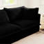 Fauteuil en tissu naturel avec assise spacieuse en velours côtelé noir