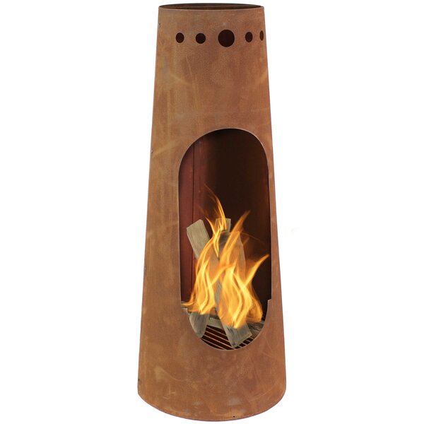 17 Stories Bachet Steel Wood Burning Outdoor Fireplace | Wayfair