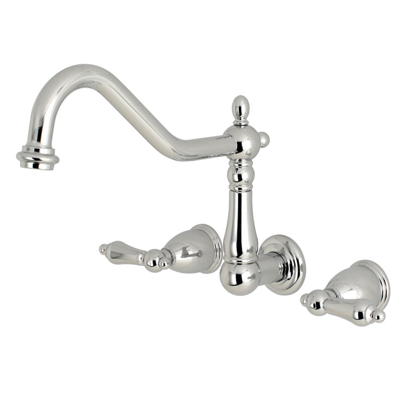 Kingston Brass Heritage Two-Handle 3-Hole Wall Mount Roman Tub Faucet, Polished Chrome