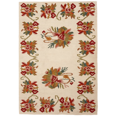 Costin Floral Wool Hand Woven Area Rug