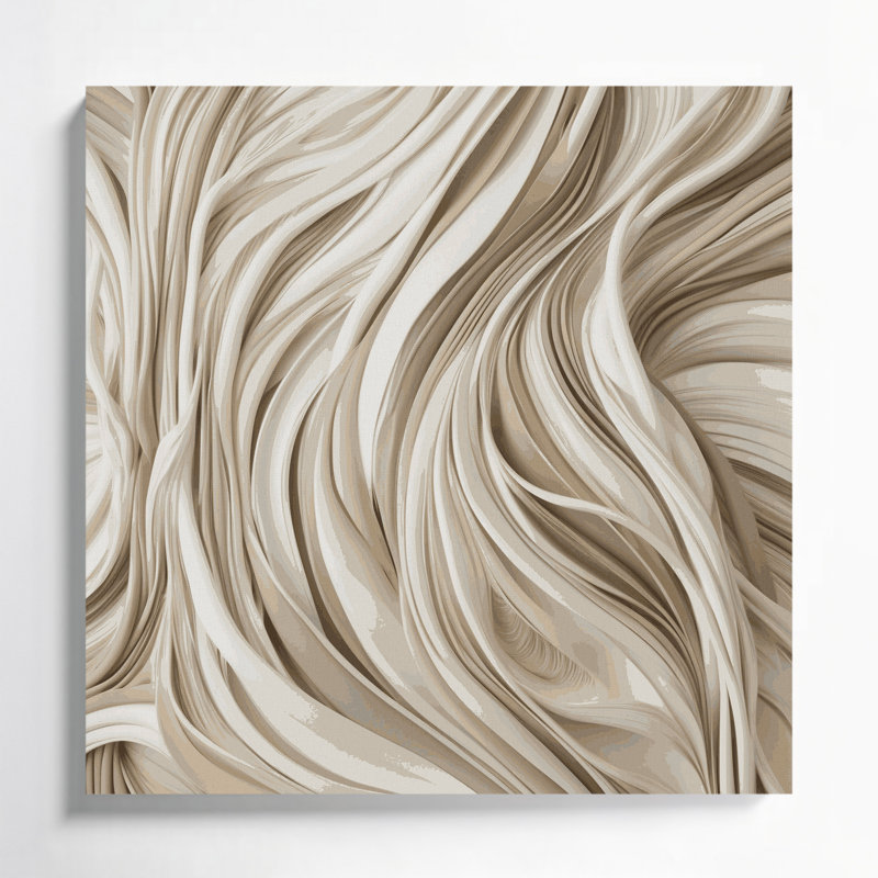 «Abstract Shapes 3», art mural sur toile beige, H 12 po x l 12 po