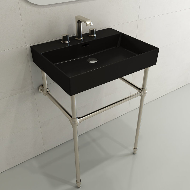 Milano 23.82'' L Bathroom Sink, Matte Black, Single-Hole