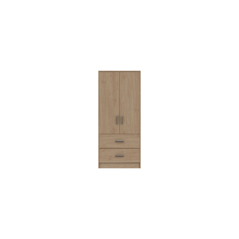 Zakariyah 2 Door Manufactured Wood Wardrobe, Oak
