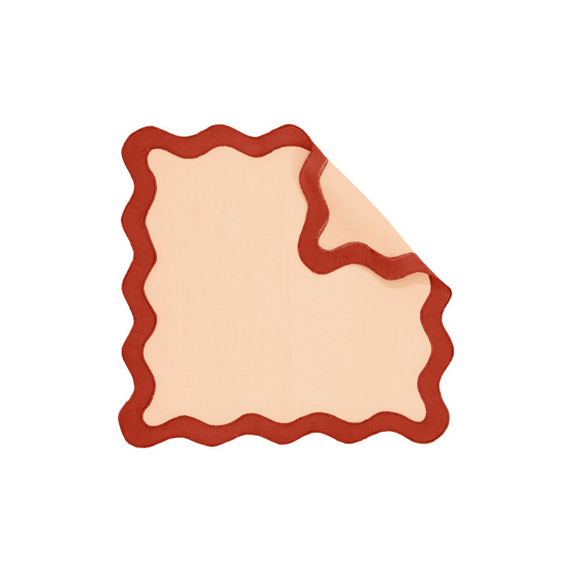 Scalloped Edge Rust and Orange Cotton Rectangular Placemat Set