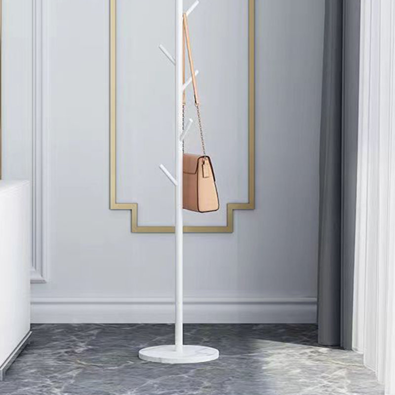 Iron Freestanding 8 - Hook Coat Rack, White
