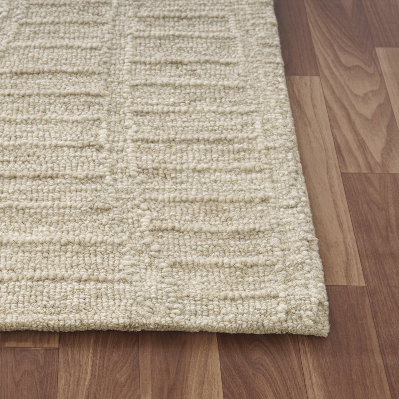 Tapis d'intérieur décontracté en laine naturelle fait à la main, Rectangle 7 pi 9 po x 9 pi 9 po