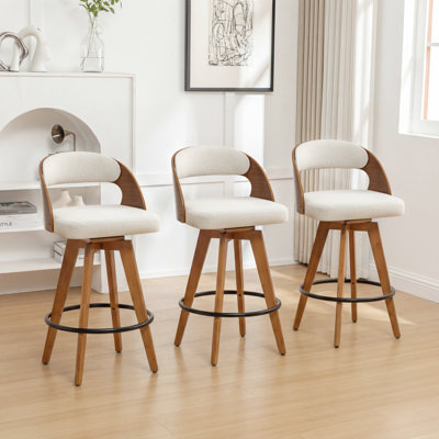 Chandler Modern Swivel Linen Counter Stool And Bar Stool (Set Of 3)