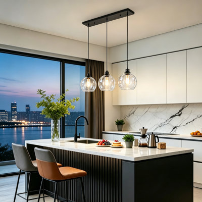 3 - Light Matte Black Kitchen Island Pendant