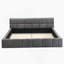 Lit tapissier élégant en chenille beige avec motif damier, grand, gris-955545521-955545520