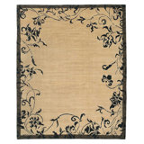 Venetia Wool Floral Area Rug in Beige/Black
