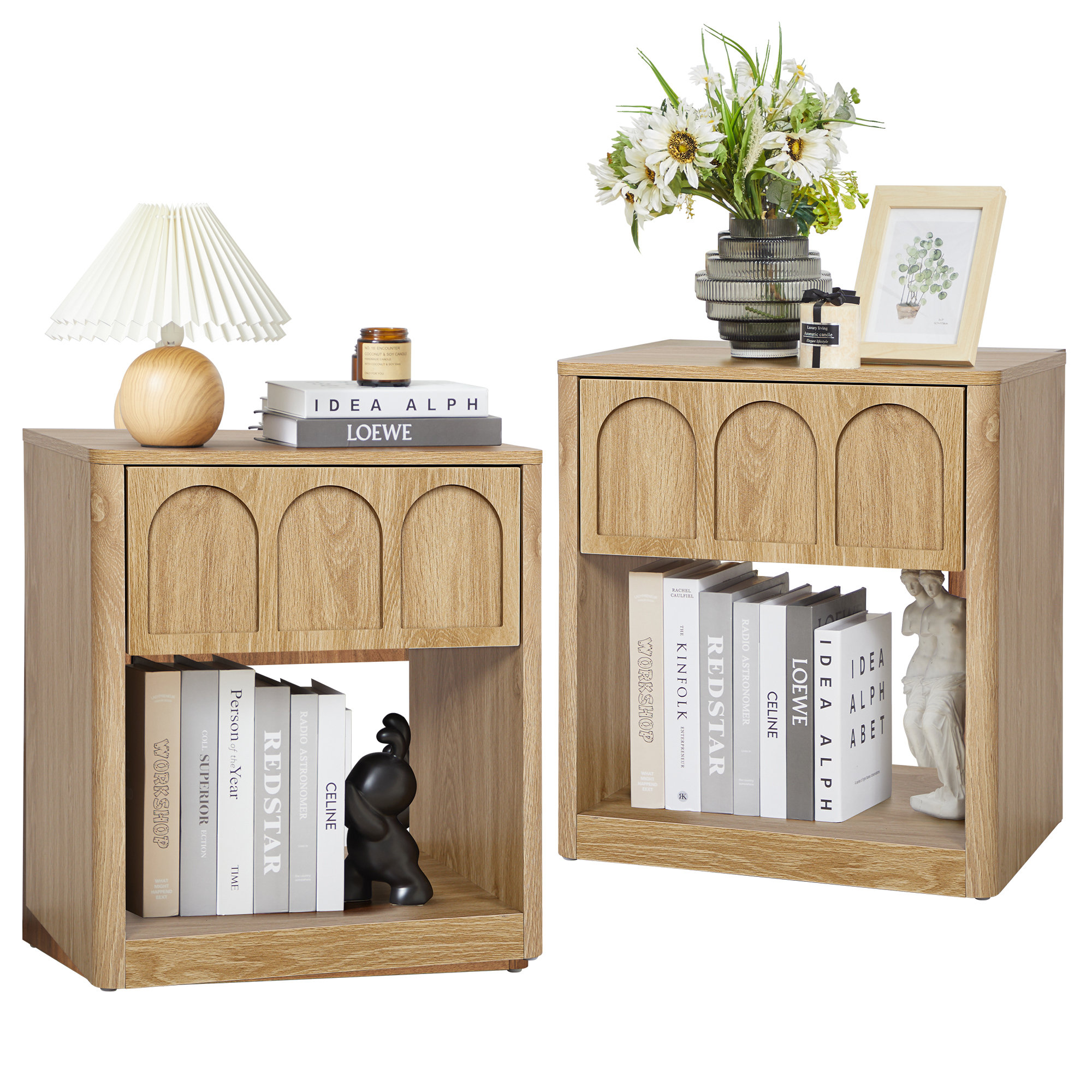 Latitude Run® 19.69'' W 1 Drawer Nightstand | Wayfair-Set of 2