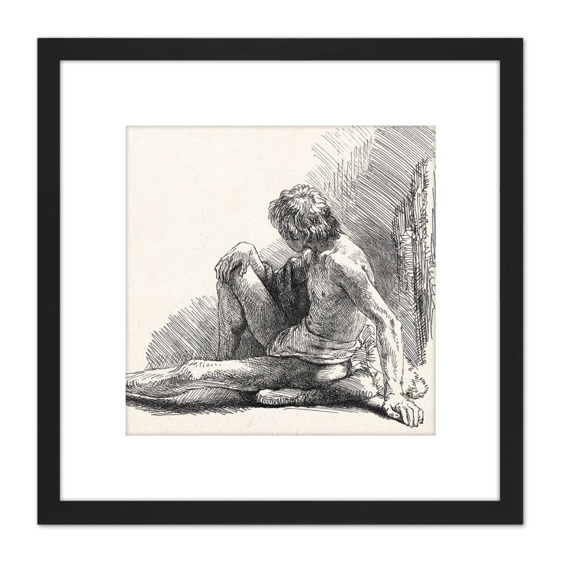 Rembrandt Nude Man Seated Study by Rembrandt - Single Picture Frame Painting