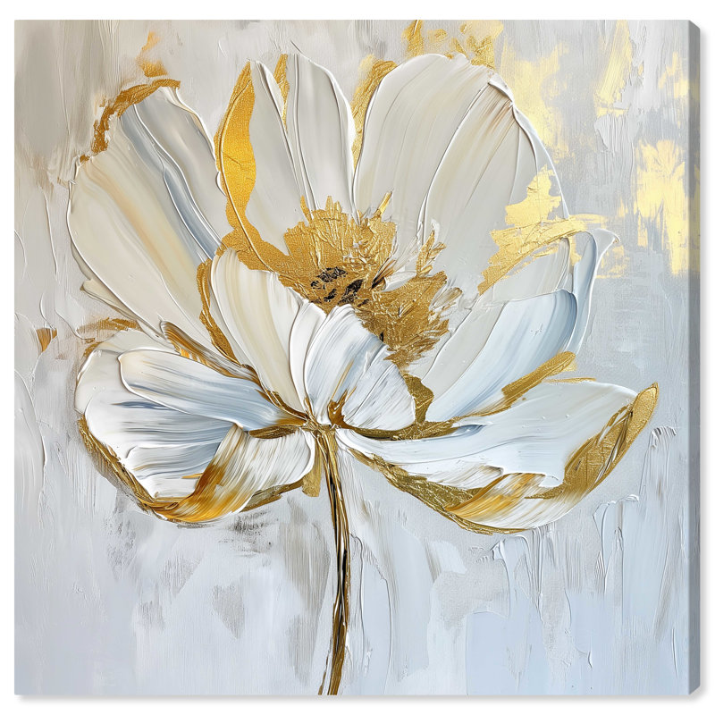Gold Magnolia II Floral Canvas Wall Art, 12" x 12"