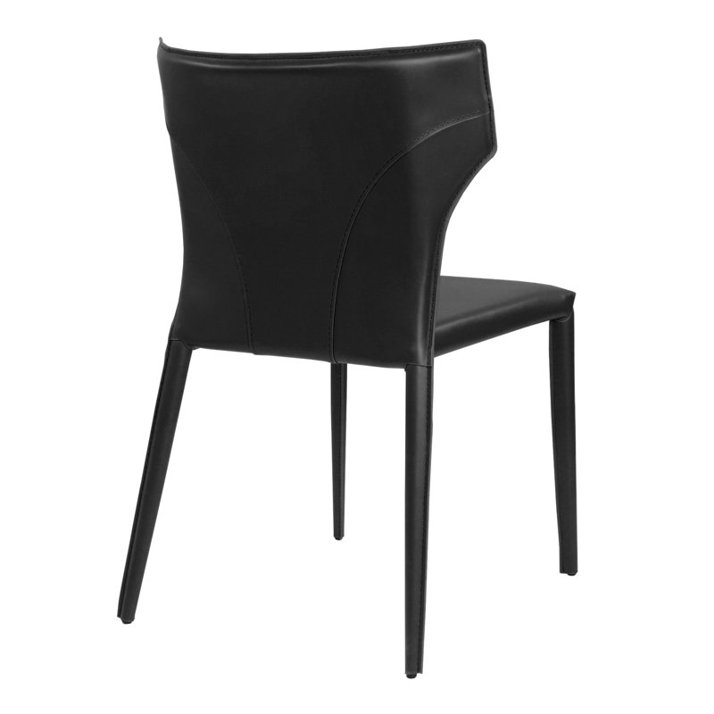 Kendryck Wingback Leather Dining Chair, Black