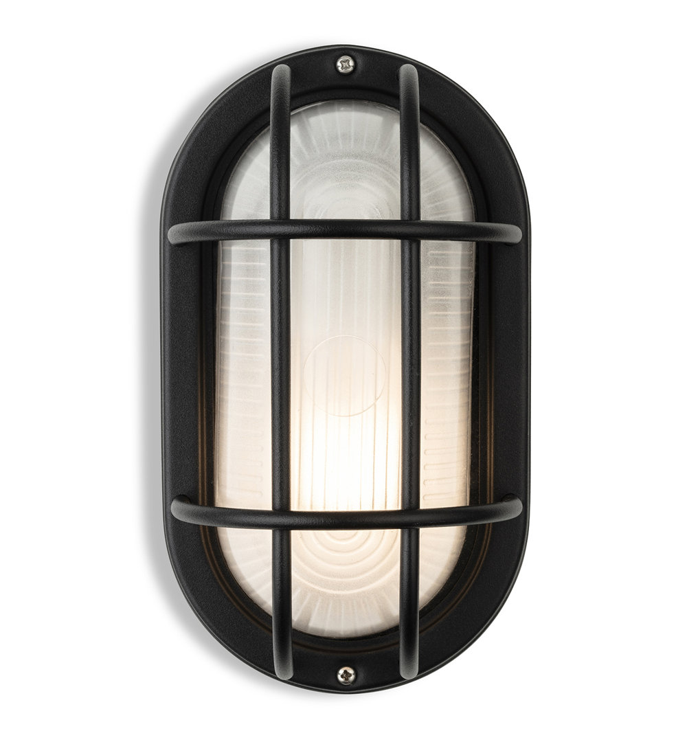 22cm H Frosted Glass Outdoor Bulkhead Light