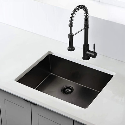 16 Gauge Kitchen Sink, 32X19 Inch, Gunmetal Black, Stainless Steel, Single Bowl, Rust Modern Black Undermount, Materials, Long Service Life