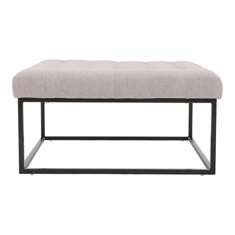 84cm Wide Tufted Square Standard Ottoman, Beige