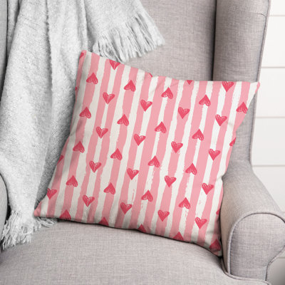 Heart Stripe Pattern Outdoor Throw Pillow