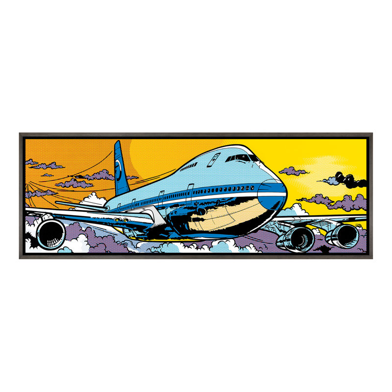 "747" par Toni Sanchez, impression panoramique sur toile, H 24 po x l 72 po x P 1,5 po, Toile avec cadre gris