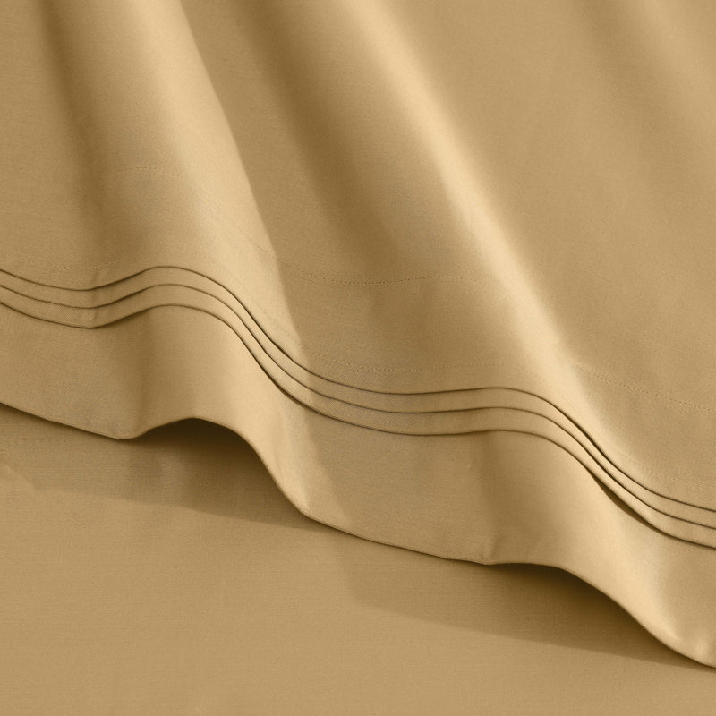 Certified Egyptian Cotton Deep Pocket Solid Luxury 1500 Thread Count Sheet Set, Gold, Queen Sheet Set