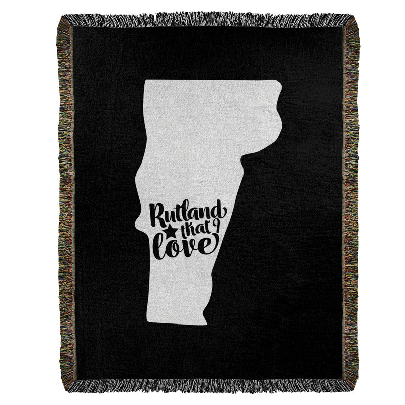 Jeté en coton tissé rutland vermont love, l 60 po x L 80 po, Noir
