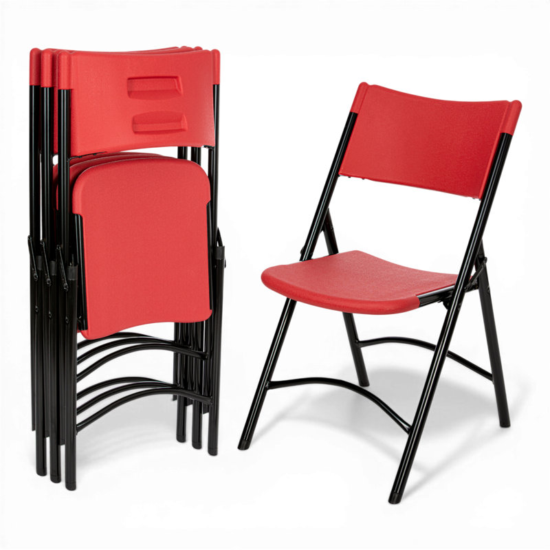 Hampden Furnishings Gwyneth Plastic Stackable Folding Chair , Rouge