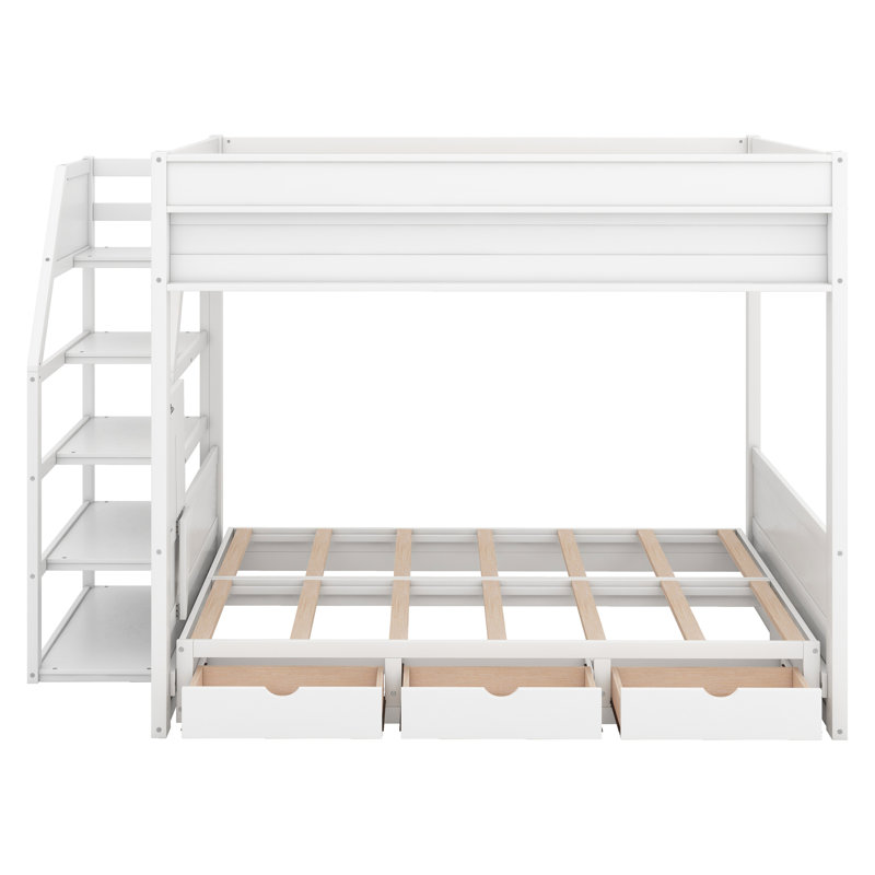 Lit superposé double avec tiroirs Jazariya Kids, Blanc