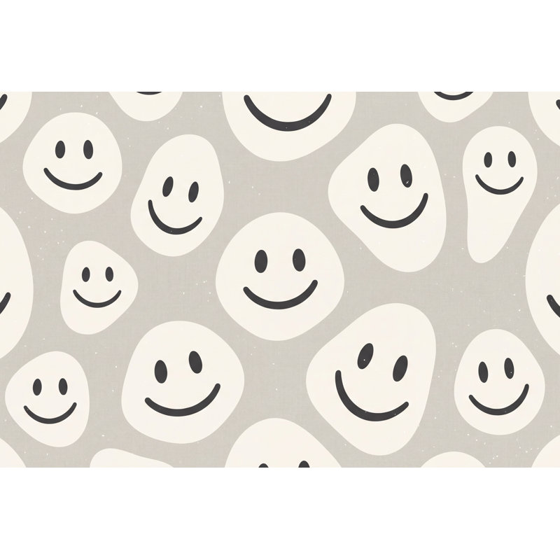 Smiley faces fond d'écran amovible et amusant, 100 po x 96 po, Non tissé