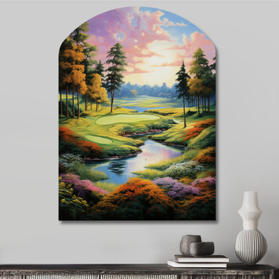 Baskett - Asymmetrical Golf Metal Wall Art, Arch Metal Wall Sculpture Print