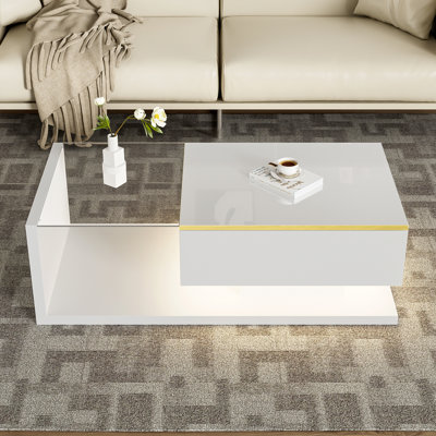 Table basse moderne avec plateau en verre et éclairage DEL 39,4 po Sorelle