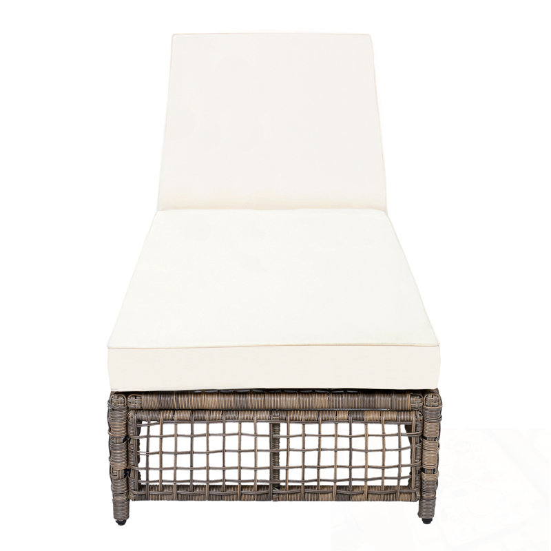Chaise longue d'extérieur avec coussin et roulettes, Gris brun
