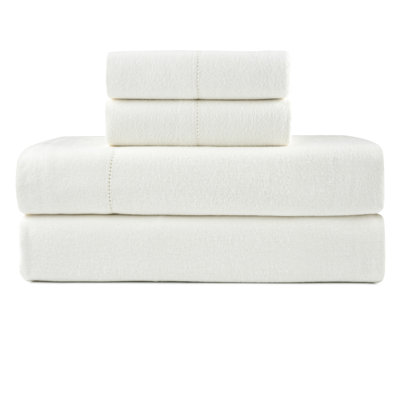 Pointehaven 180 GSM Cotton Pearl Ivory Flannel Deep Pocket 4 pc Sheet Set, Full