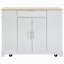 Îlot de cuisine cannelé avec armoire de rangement pour poubelle, prise de courant, support de rangement interne, îlots de cuisine roulants sur 5 roues avec 3 tiroirs, 3 supports latéraux ouverts pour poubelle de 10 gallons, blanc-351402770