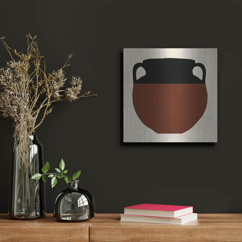 «Clay Pot 1» par Chariklia Zarris, art mural en métal, H 12 po x l 12 po