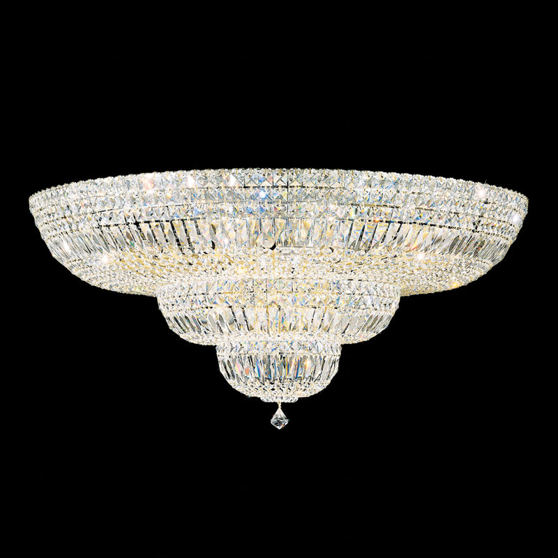 Petit Crystal Deluxe 27 Light 36in x 17in Flush Mount in Polished Gold with Clear Optic Crystals, Polished Gold, Czech