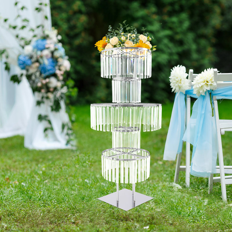 Support à fleurs à 5 niveaux pour réception de mariage, Argent argent