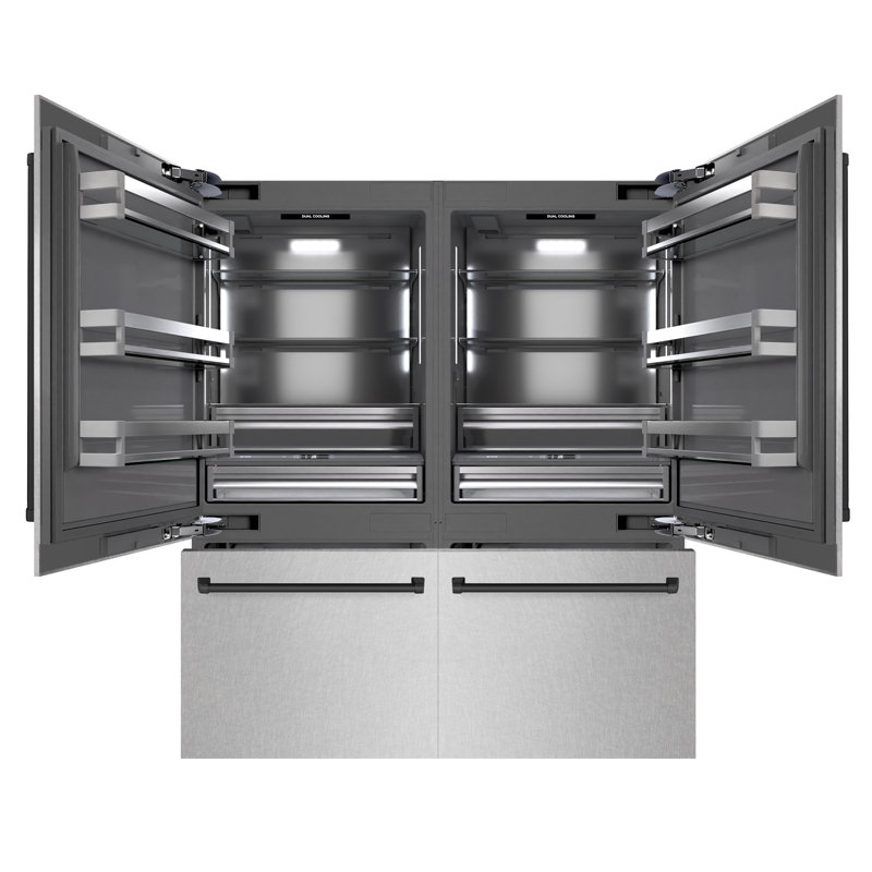 ZLINE Autograph 72 in. Black Stainless Refrigerator w/ Gray and Bronze Accents, Satin Stainless Steel/Matte Black
